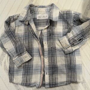 Zara Blue and White Checkered Shirt